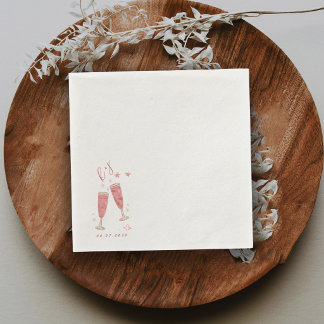 Custom Pink Champagne Bridal Shower Monogram Napkin