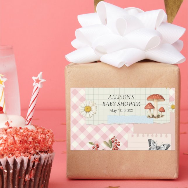 Custom Pink Chequered Sticker with Floral Design & (Party)