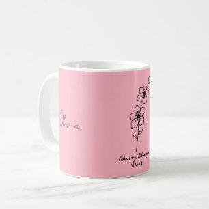 Custom Pink Cherry Blossom March Custom Name Mug