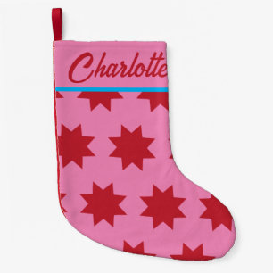 Custom Pink Christmas Stocking with Stars