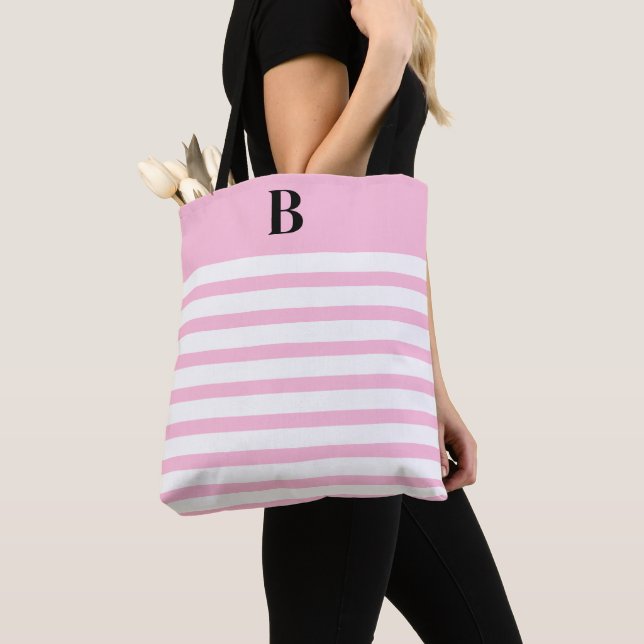 Custom Pink Coquette Monogram (B) Tote Bag (Close Up)