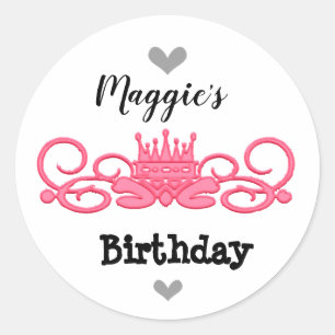 Custom Pink Crown Design Classic Round Sticker
