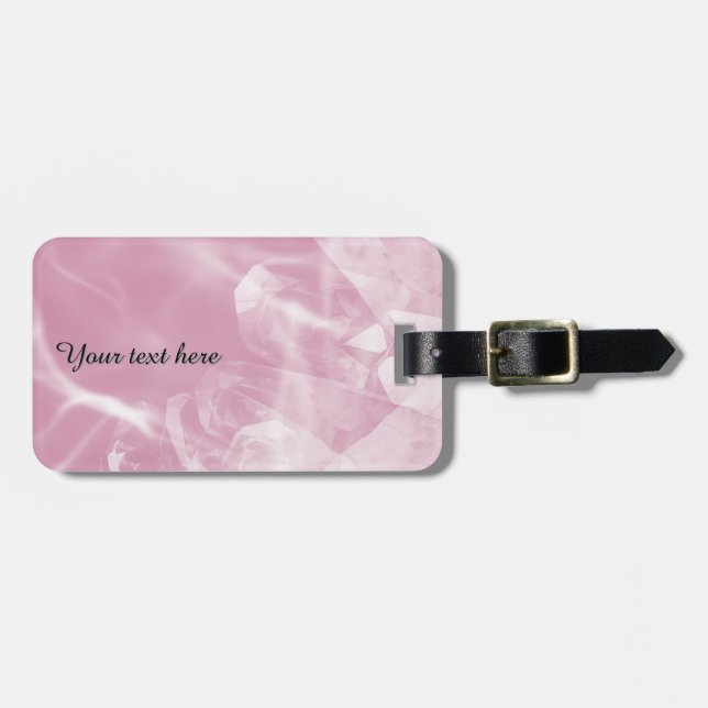 Custom pink crystal luggage tag (Front Horizontal)