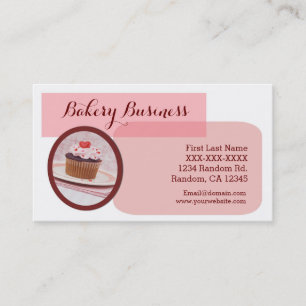 Custom pink cupcake bakery business cards