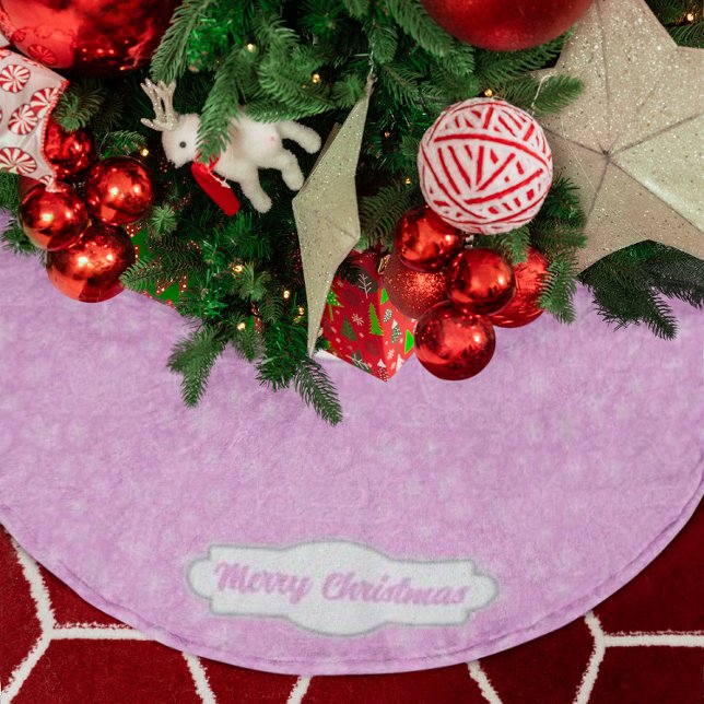 Custom Pink Doodle Christmas Sleigh Pattern Brushed Polyester Tree Skirt (Creator Uploaded)