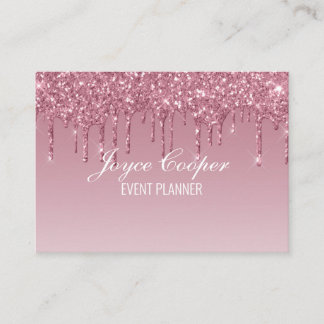 Custom Pink  Dripping Glitter Business Card