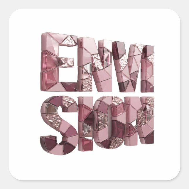 Custom Pink ENVISIONATION Decal Design Square Sticker (Front)