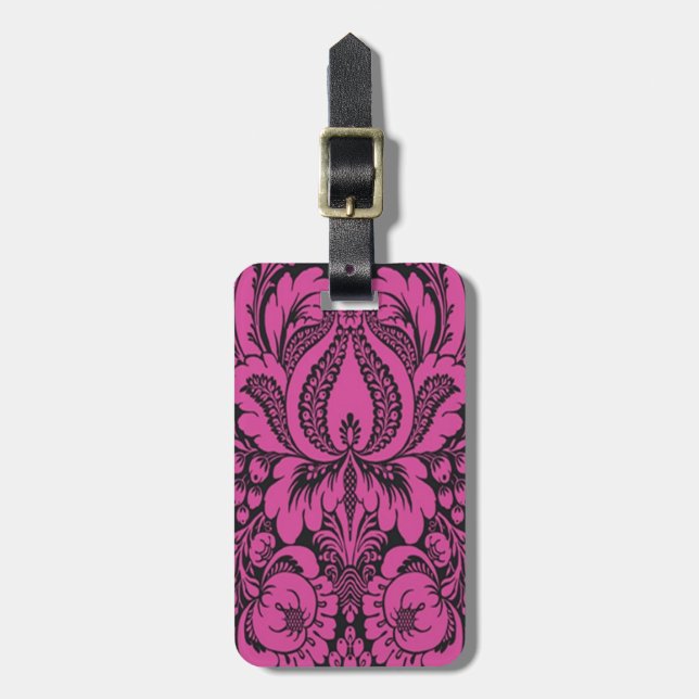Custom Pink Fantasy Floral Luggage Tag (Front Vertical)