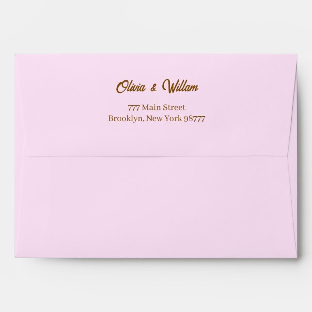Custom Pink Faux Gold Foil Formal 5x7 Envelope (Back (Top Flap))