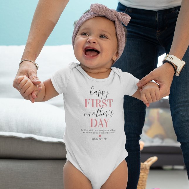 Custom Pink First Mother's Day Baby Bodysuit (Creator Uploaded)