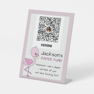 Custom Pink Flamingo Baby Boy Shower Ideas Pedestal Sign