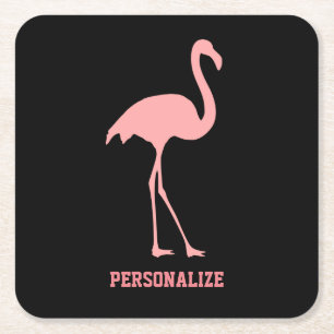 Custom pink flamingo pulp board party coasters