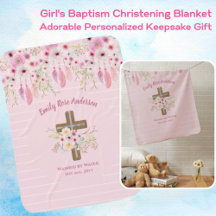 Custom Pink Floral Boho Girls BAPTISM CHRISTENING