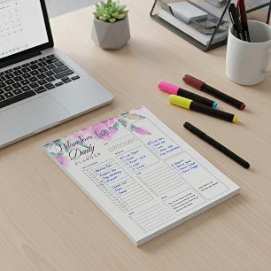 custom pink floral personalised daily planner notepad