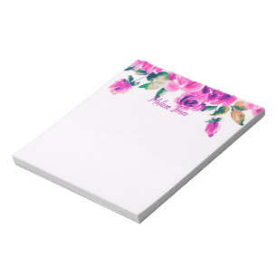 custom pink floral personalised notepad