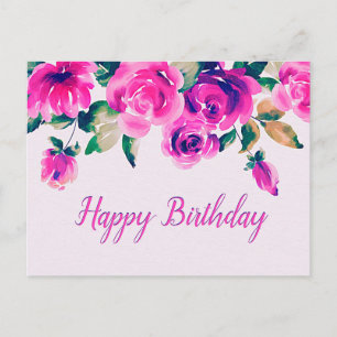 custom pink floral postcard