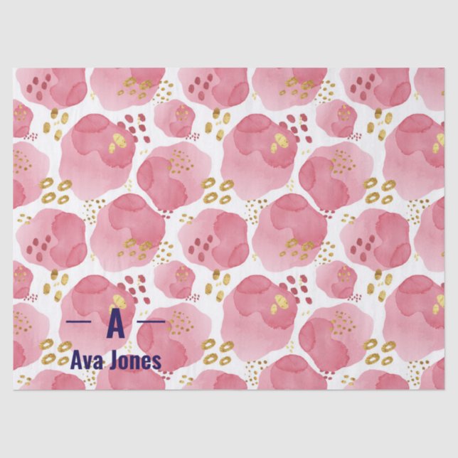 Custom Pink Floral Tissue Paper – Personalised Wat (Front)
