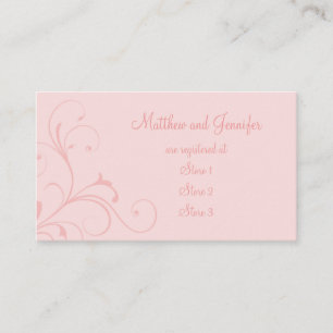 Custom Pink Flourish Wedding Gift Registry Cards