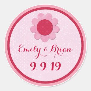 Custom pink flower wedding sticker labels