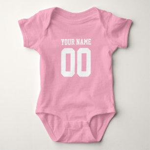 Custom pink football jersey number baby bodysuit