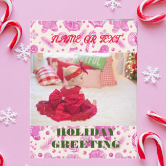 Custom pink ginger bread  holiday card