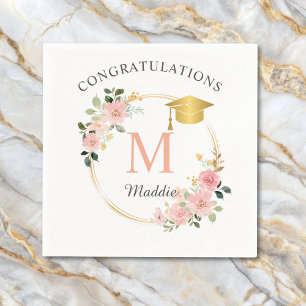 Custom Pink Girls Graduation Party  Napkin