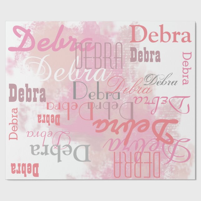 custom pink girly pattern of names wrapping paper (Flat)