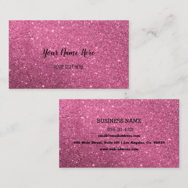 Custom Pink Glitter Business Card (Front/Back)