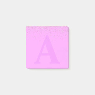 Custom Pink Glitter Monogram Post-it® Notes