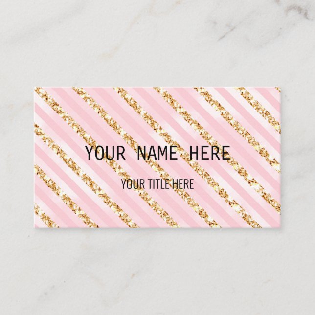 Custom Pink & Gold Business Card (Front)