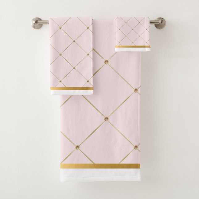 CUSTOM PINK GOLD ELEGANT BATHROOM TOWEL SET (Insitu)