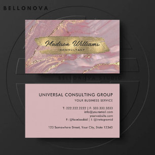 Custom Pink Gold White Glitter  Professional  Business Card
