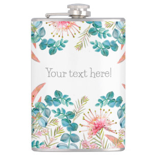 Custom Pink Grevillea And Eucalyptus Hip Flask