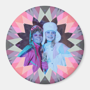 Custom Pink Grey Christmas Star Photo Magnet Gift