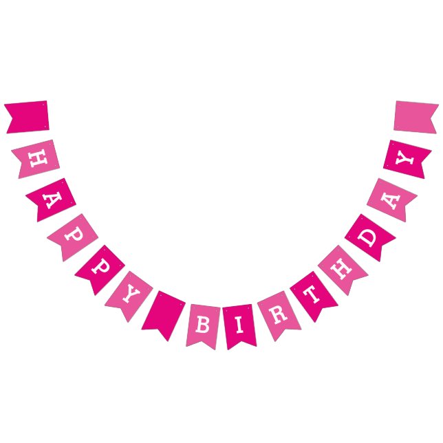 Custom Pink Happy Birthday Party Bunting Banner (All)