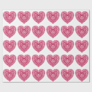 Custom Pink Heart   Abstract Geometric Design Wrapping Paper