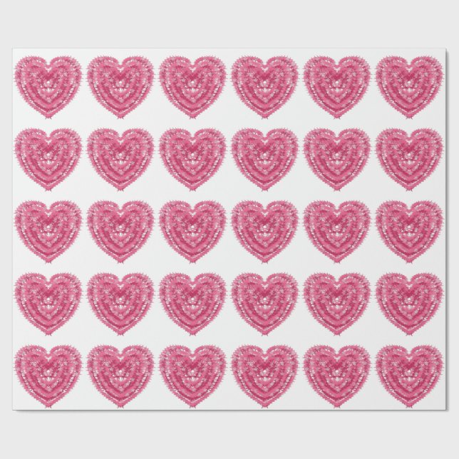 Custom Pink Heart | Abstract Geometric Design Wrapping Paper (Flat)