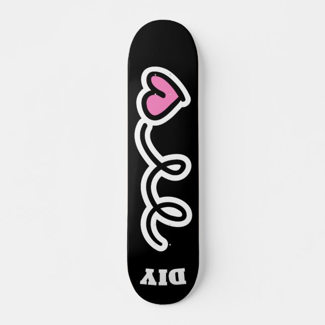 Custom pink heart design skateboard deck for girls (Front)