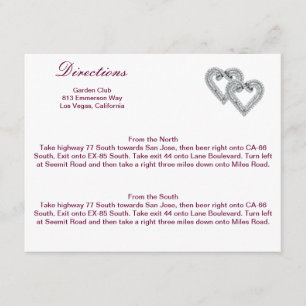 Custom Pink Hearts Direction Card