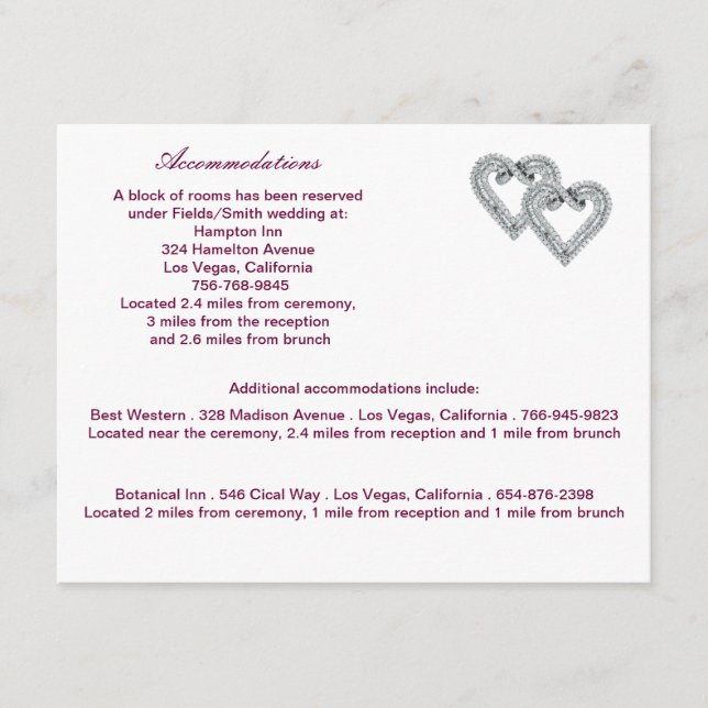 Custom  Pink Hearts Enclosure Card (Front)