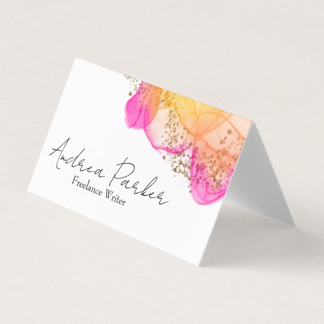 Custom Pink Ink Simple Modern QR Code  Business Card (Front)