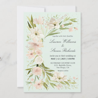 Custom Pink Light Pastel Green Romantic Corner Invitation