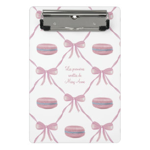 Custom Pink Macarons Frilly Coquette French Recipe Mini Clipboard