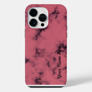 Custom Pink Marble Your Name Editable Personalised iPhone 14 Pro Max Case