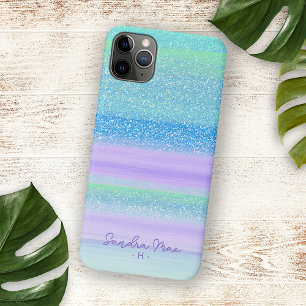 Custom Pink Mint Green Blue Purple Stripes Pattern Case-Mate iPhone Case