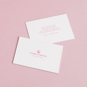 Custom Pink Monogram Modern Professional Business Card