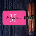 Custom pink monogram travel luggage tag for women<br><div class="desc">Custom pink monogram travel luggage tag for women. Personalised baggage label for bags and suitcases. Elegant Bitrthday or Mother's Day gift idea for her. Stylish script typography template for name.</div>