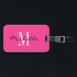 Custom pink monogram travel luggage tag for women<br><div class="desc">Custom pink monogram travel luggage tag for women. Personalised baggage label for bags and suitcases. Elegant Bitrthday or Mother's Day gift idea for her. Stylish script typography template for name.</div>