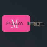 Custom pink monogram travel luggage tag for women<br><div class="desc">Custom pink monogram travel luggage tag for women. Personalised baggage label for bags and suitcases. Elegant Bitrthday or Mother's Day gift idea for her. Stylish script typography template for name.</div>