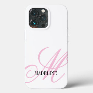 Custom pink monogram watermark elegant iPhone 13 pro case